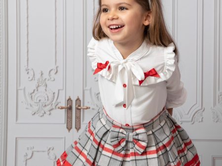 CARAMELO KIDS - Check Skirt Set With Hairband - Red For Sale