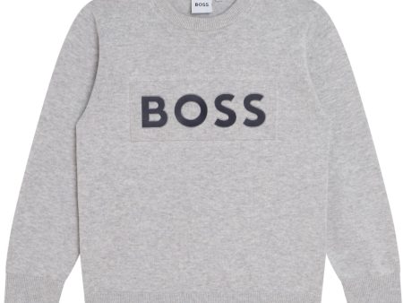 HUGO BOSS - Logo Knit Sweater -  Grey Online Hot Sale