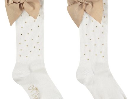 A DEE - Portia Diamante Knee High Socks - Snow White Fashion