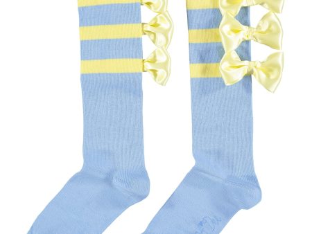 A DEE - Jane Ribbon Knee High Sock - Light Blue on Sale