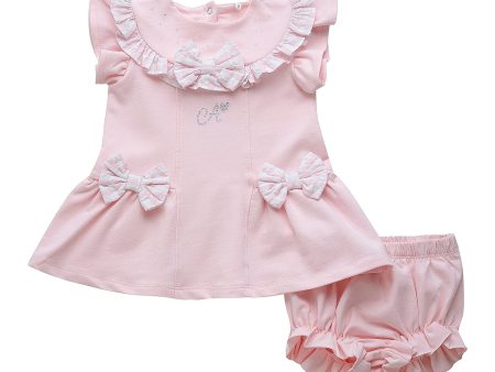 LITTLE A - Gemma Summer Bloom Bow Frill Dress - Pale Pink Online