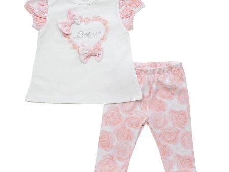 LITTLE A -Goldie Summer Bloom Rose Legging Set  - White Online