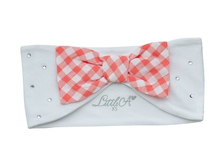 LITTLE A - Genesis Pretty Polka Check Headband - White Hot on Sale