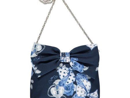 A Dee - Bows & Roses Handbag - Navy Hot on Sale