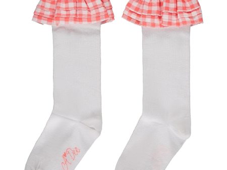 A DEE - Yelena Garden Party Frill Knee High Socks - White Hot on Sale