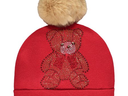 A DEE - Melody Pom Pom Teddy Hat - Red Online Hot Sale