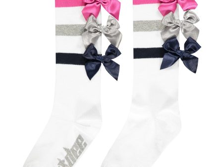 A DEE - Spring Triple Bow Socks - White Online