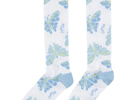 A DEE - Jordan Butterfly Knee High Sock - Light Blue Online now