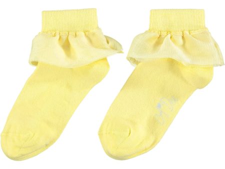 A DEE - Josie Tulle Frill Ankle Sock - Lemon Online now