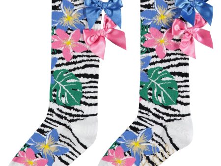 A DEE - Wes Tropical Dream Zebra Knee High Socks - Pattern Discount