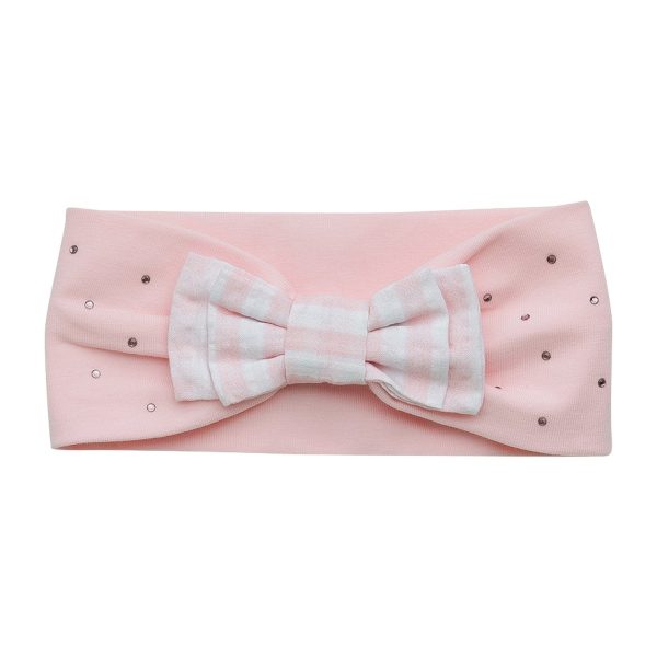 LITTLE A - Genesis Summer Bloom Check Headband - Pale Pink Fashion