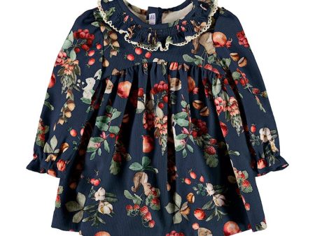 MAYORAL- Floral Printed Cord Dress - Blue Online now