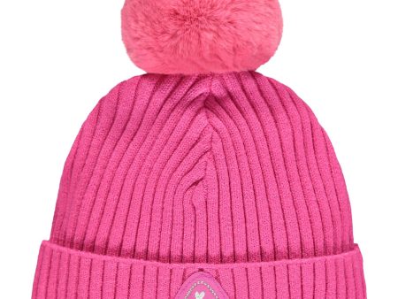 A DEE - Sadie Knitted Pom Pom Hat - Pink Glaze For Cheap