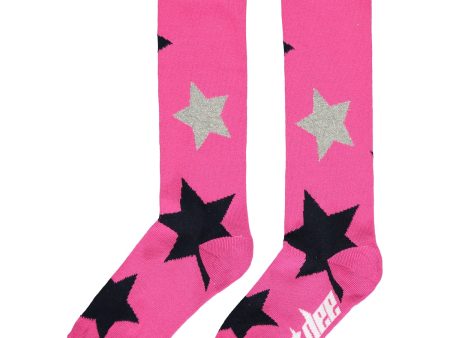 A DEE - Sunny Star Knee High Socks - Pink Glaze For Cheap