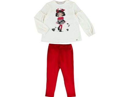 MAYORAL - Girl Velvet Legging Set - Red Online