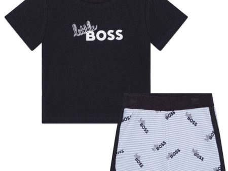 HUGO BOSS - Little Boss Logo Short Set - Blue Hot on Sale