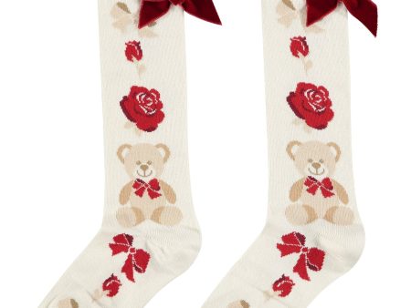 A DEE - Molly Teddy Knee High Socks - Cream Online Sale