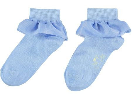 A DEE - Josie Tulle Frill Ankle Sock - Light Blue Fashion