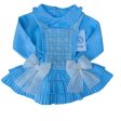 Rahigo - Two Piece Pinafore Set With Cream Tulle Bow  -  Baby Blue Online Sale