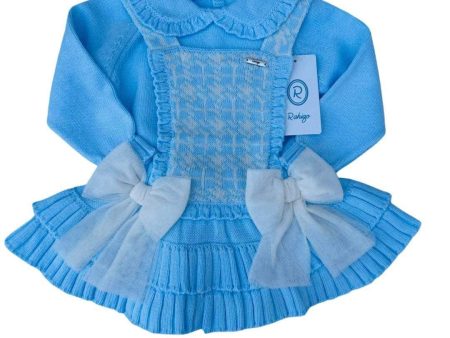 Rahigo - Two Piece Pinafore Set With Cream Tulle Bow  -  Baby Blue Online Sale