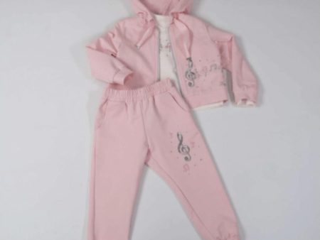 Daga - Musical Three Piece Hoodie Tracksuit - Pink on Sale