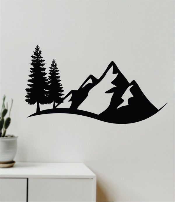 Trees and Mountains Wall Decal Home Decor Sticker Art Vinyl Bedroom Boys Girls Teen Baby Nursery Nature Adventure Travel Cheap