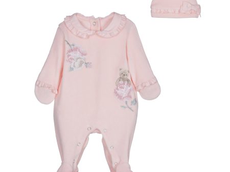 LAPIN HOUSE - Rose Bear Babygrow & Hat - Pink Online now