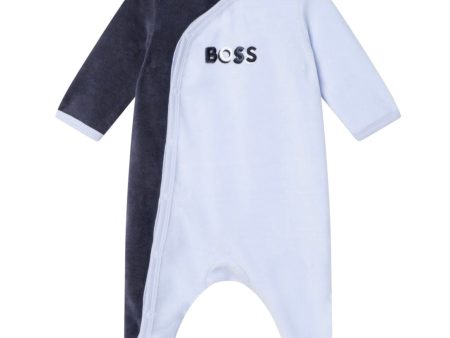 HUGO BOSS - Velour  Babygrow - Blue Online Sale