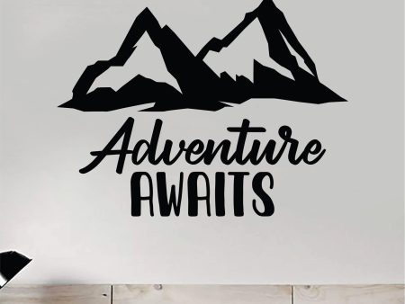 Adventure Awaits V18 Quote Wall Decal Sticker Vinyl Art Decor Bedroom Room Boy Girl Inspirational Motivational School Nursery Mountains Travel For Cheap