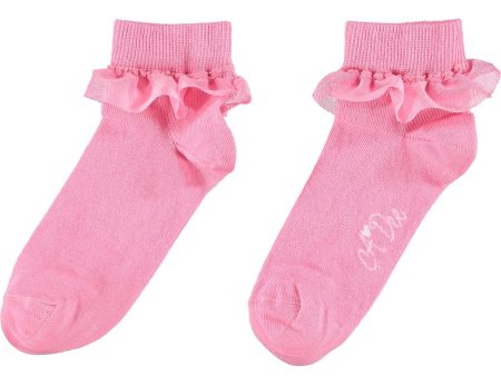 A DEE - Frill Ankle Sock - Candy Pink Hot on Sale