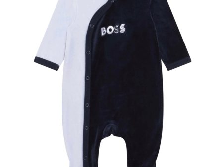 HUGO BOSS - Velour  Babygrow -  Navy Online