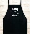 BBQ and Chill Apron Heat Press Vinyl Bbq Barbeque Cook Grill Chef Bake Food Funny Gift Men Kitchen Online Hot Sale