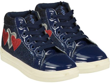 A DEE - Heart High Top Lace Trainer - Navy For Cheap