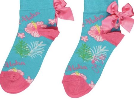 A Dee - Bow Ankle Socks - Pink Blue Cheap