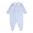 BLUES BABY - Smocked Soldier Velour Babygrow - Blue Online Hot Sale