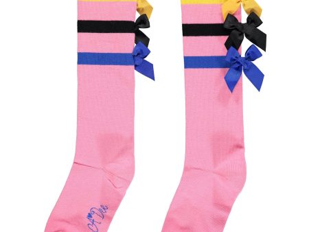 A DEE - Gazette Bow Knee High Socks - Candy Pink Online Hot Sale