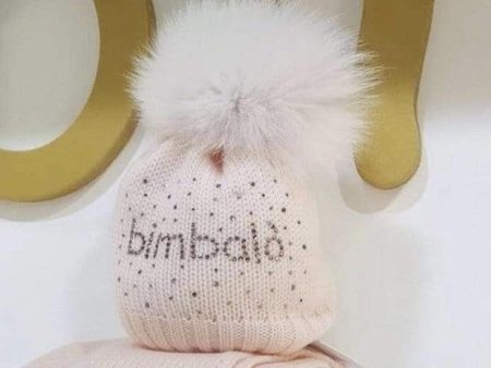 Bimbalo - Pom Pom Fur Knit Hat  - Baby Pink For Discount