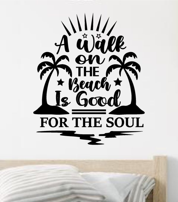 A Walk On The Beach Wall Decal Sticker Vinyl Art Home Decor Bedroom Sports Quote Boy Girl Teen Baby Nursery Surf Ocean Beach Good Vibes Men Dad Tropical Vibes Cheap