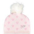 LITTLE A - Heart Knitted Hat - Pink For Cheap