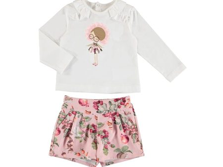 MAYORAL - Printed Corduroy Short Set - Blush For Discount