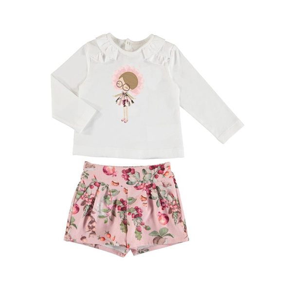 MAYORAL - Printed Corduroy Short Set - Blush For Discount