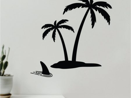 Palm Trees Shark Wall Decal Home Decor Sticker Art Vinyl Bedroom Boys Girls Teen Baby Nursery Nature Beach Ocean Adventure Online Sale