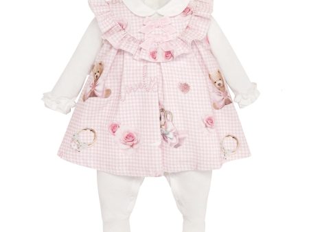 BALLOON CHIC - Teddy Dog Tooth Dress Babygrow  - Pink For Discount