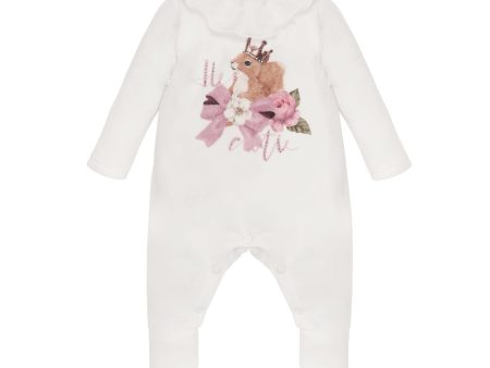 BALLOON CHIC - Velour Squirrel Babygrow  - White Discount