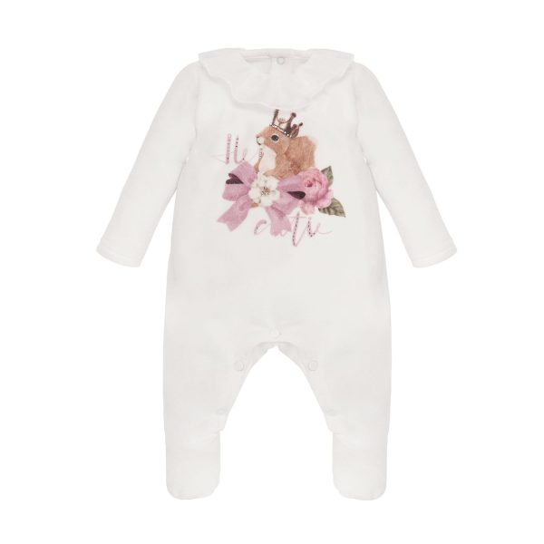 BALLOON CHIC - Velour Squirrel Babygrow  - White Discount