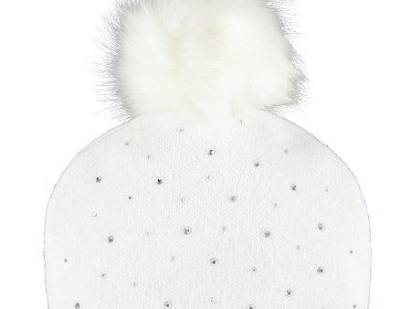 LITTLE A - Sparkle Pom Pom Knitted Hat - White Fashion