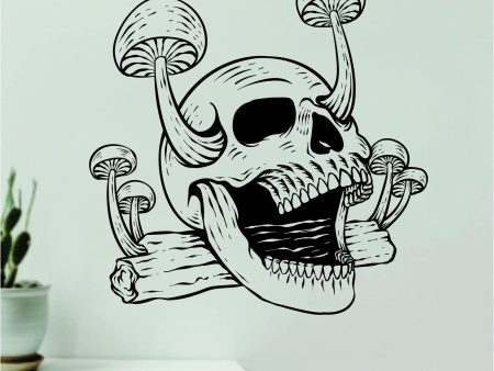 Skull Mushrooms Wall Decal Home Decor Sticker Art Vinyl Bedroom Boys Girls Teen Nature Plants Tattoo Trippy Hippie on Sale