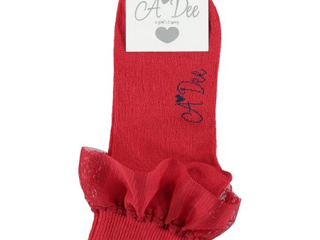 A DEE - Frill Ankle Sock - Red Cheap