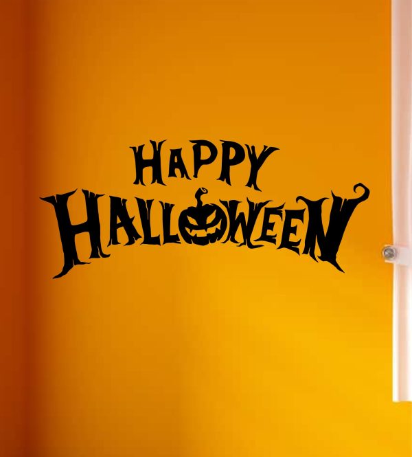 Happy Halloween V2 Wall Decal Home Decor Vinyl Art Sticker Holiday October Trick or Treat Pumpkin Witch Ghost Scary Kids Boy Girl Family Fashion