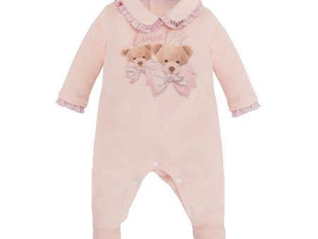 BALLOON CHIC - Velour Teddy Babygrow  - Pink Fashion